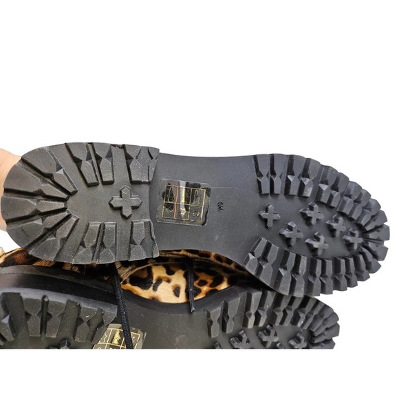 NEW Jack Rogers 6 Peyton Pearl Bootie Leopard Print Calf Hair Lace Up Combat - Picture 3 of 6